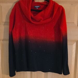 Jessica London‎ Gradient Red and Black Cowl Neck Sweater